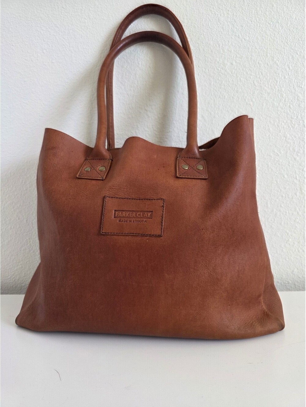 Parker Clay Brown Leather Merkato Signature Tote